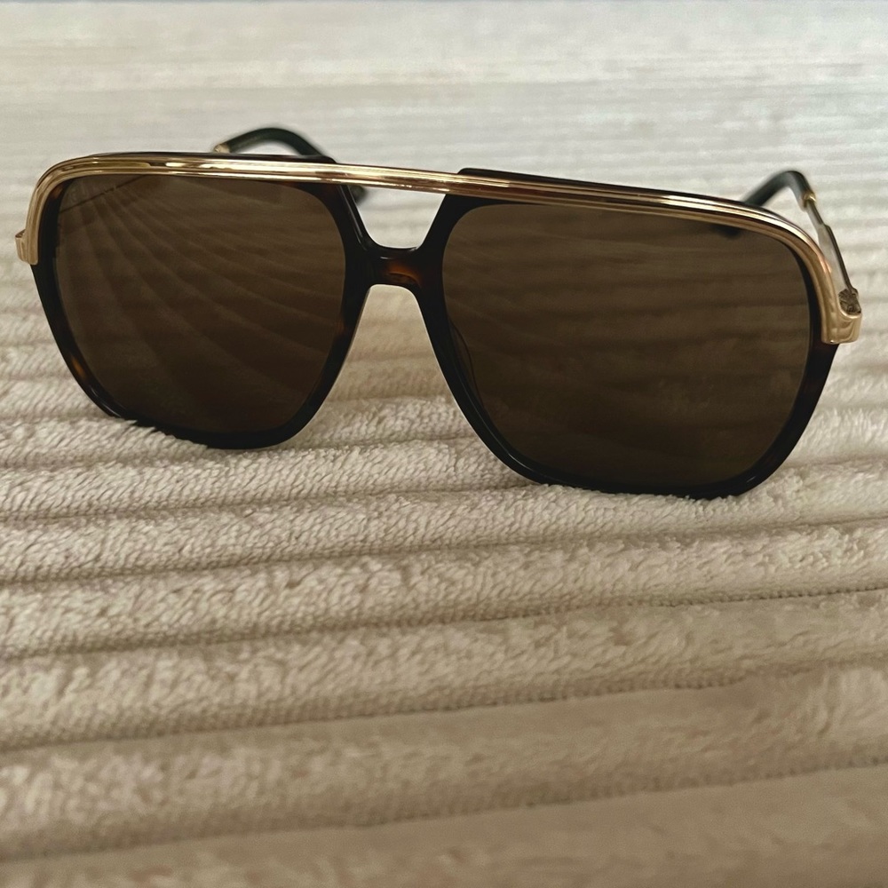 LIKE NEW GUCCI GG0200S 002 AVIATOR SUNGLASSES BROWN/GOLD